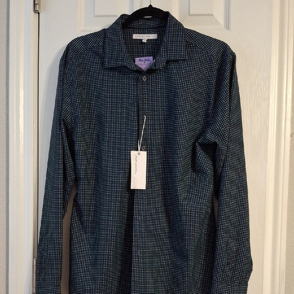 Vince Camuto Navy and White Patterned Shirt